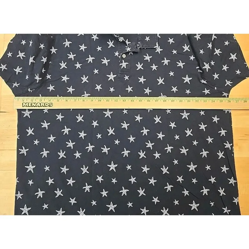 Vintage Polo Ralph Lauren Polo Shirt Mens Size XXL Navy Starfish All Over Print